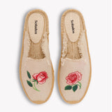 Women's Smoking Mule Espadrille | Embroidery | Wild Roses - Natural Undyed - Women's Espadrilles - Vogue Roses - Natural Undyed - Soludos - 