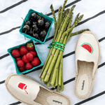 Women's Smoking Mule Espadrille | Embroidery | Watermelon Juice - Natural Undyed - Women's Espadrilles - Watermelon Juice - Natural Undyed - Soludos -