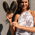 Women's Smoking Mule Espadrille | Woven Leather | Noche Black - Women's Espadrilles - Noche Black - Soludos -