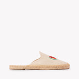 Women's Smoking Mule Espadrille | Embroidery | Watermelon Juice - Natural Undyed - Women's Espadrilles - Watermelon Juice - Natural Undyed - Soludos -