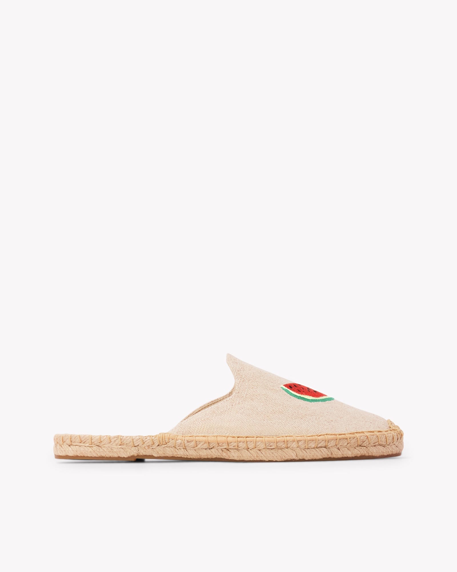 Women's Smoking Mule Espadrille | Embroidery | Watermelon Juice - Natural Undyed - Women's Espadrilles - Watermelon Juice - Natural Undyed - Soludos -