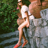 Women's Smoking Mule Espadrille | Suede | Lava Red - Women's Espadrilles - Lava Red - Soludos - 