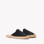 Women's Smoking Mule Espadrille | Woven Leather | Noche Black - Women's Espadrilles - Noche Black - Soludos -