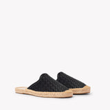 Women's Smoking Mule Espadrille | Woven Leather | Noche Black - Women's Espadrilles - Noche Black - Soludos -