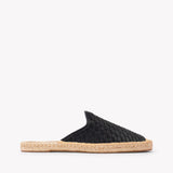 Women's Smoking Mule Espadrille | Woven Leather | Noche Black - Women's Espadrilles - Noche Black - Soludos -