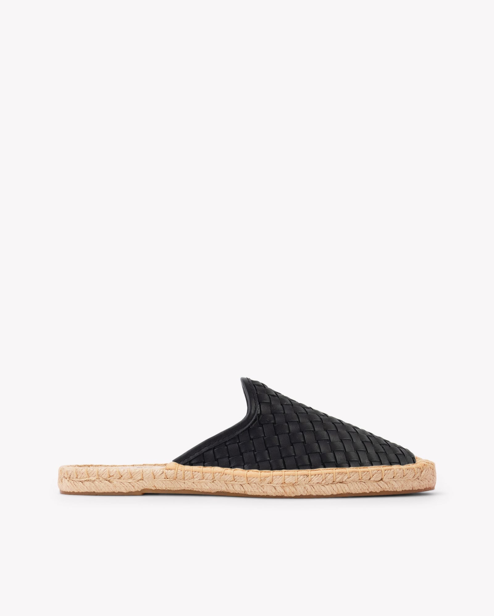 Women's Smoking Mule Espadrille | Woven Leather | Noche Black - Women's Espadrilles - Noche Black - Soludos -