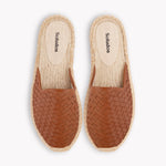 Women's Smoking Mule Espadrille | Woven Leather | Tan Brown