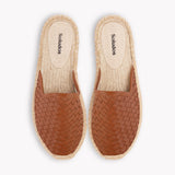 Women's Smoking Mule Espadrille | Woven Leather | Tan Brown