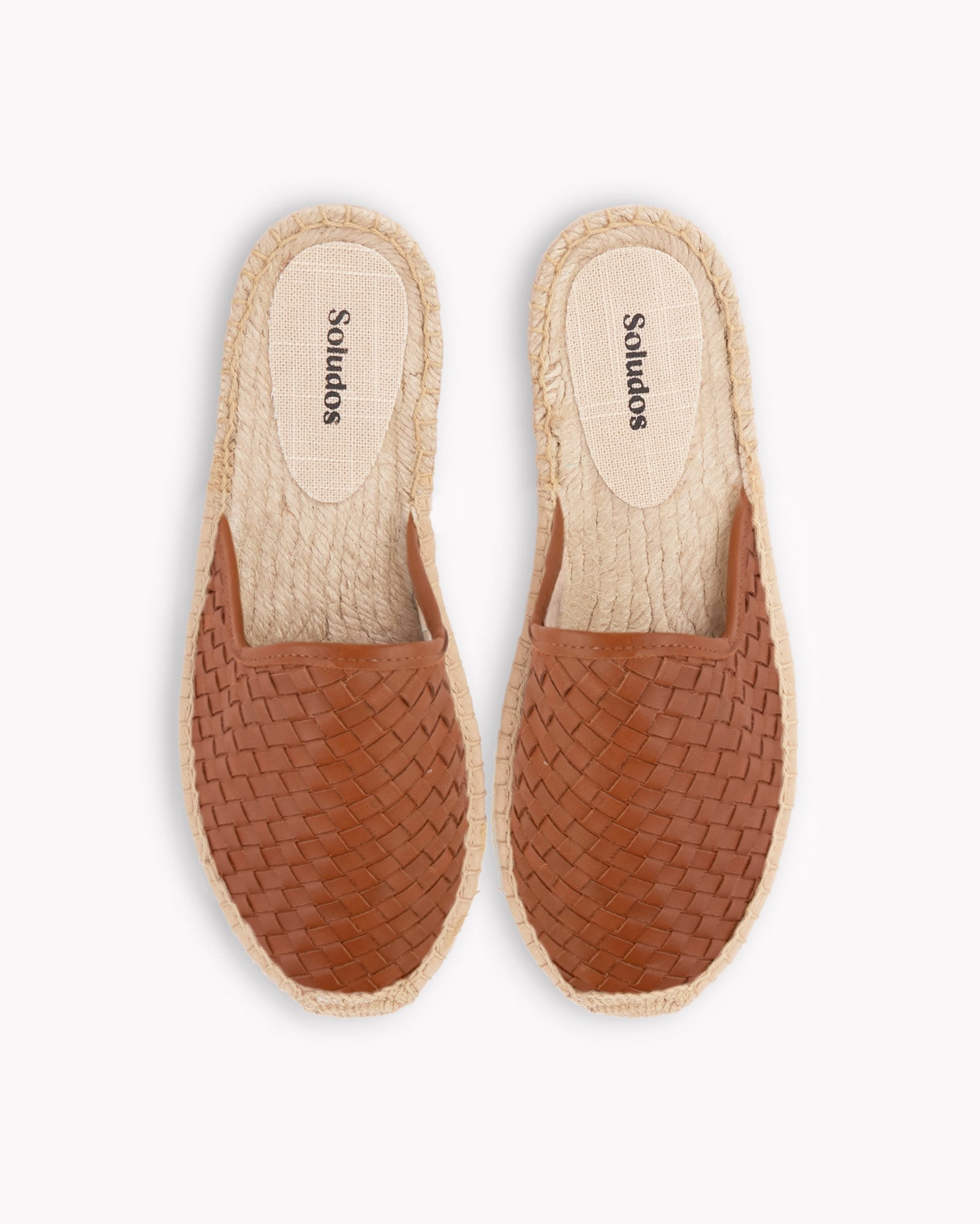 Women's Smoking Mule Espadrille | Woven Leather | Tan Brown