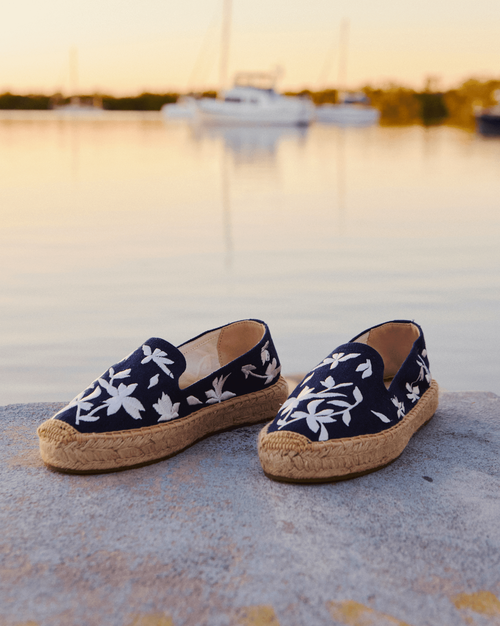 Bruno Magli Navy Canvas Slip-On Espadrilles with Blue Embroidery Biankina Palma Eco Canvas Vegan Espadrille Slip on Platform  main image 2