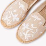 Women's Platform Smoking Espadrille | Embroidery | Wild Petals - Natural Undyed - Womens Espadrilles - Wild Petals - Natural Undyed - ET2C - 