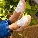 Women's Platform Smoking Espadrille | Embroidery | Wild Petals - Natural Undyed - Womens Espadrilles - Wild Petals - Natural Undyed - Soludos - 