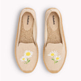 The Smoking Slipper - Embroidery / Daisy - Natural Undyed - Women's - Women's Espadrilles - Natural Undyed / Daisy - Soludos - 