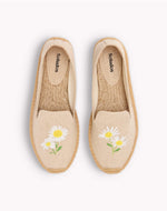 The Smoking Slipper - Embroidery / Daisy - Natural Undyed - Women's - Women's Espadrilles - Natural Undyed / Daisy - Soludos - 