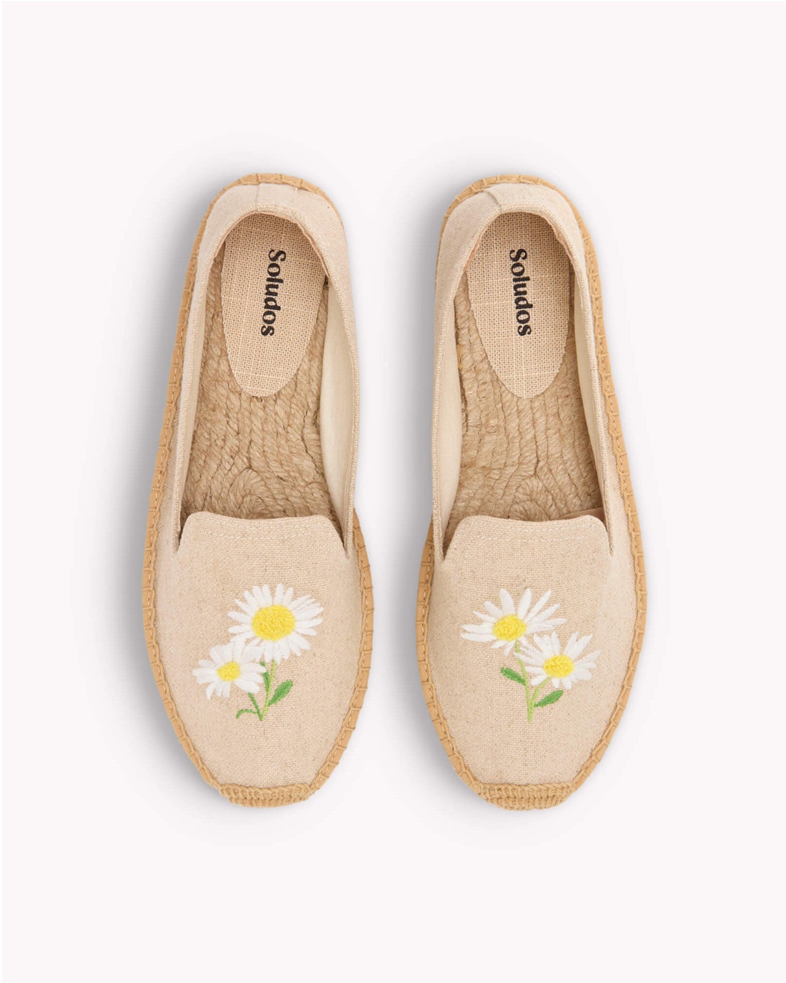 The Smoking Slipper - Embroidery / Daisy - Natural Undyed - Women's - Women's Espadrilles - Natural Undyed / Daisy - Soludos - 