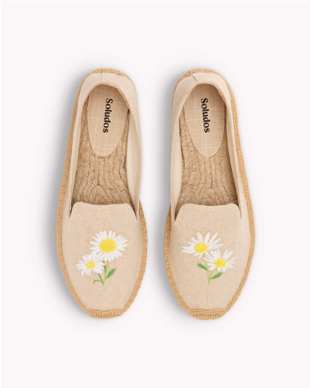 The Smoking Slipper - Embroidery / Daisy - Natural Undyed - Women's - Women's Espadrilles - Natural Undyed / Daisy - Soludos - 
