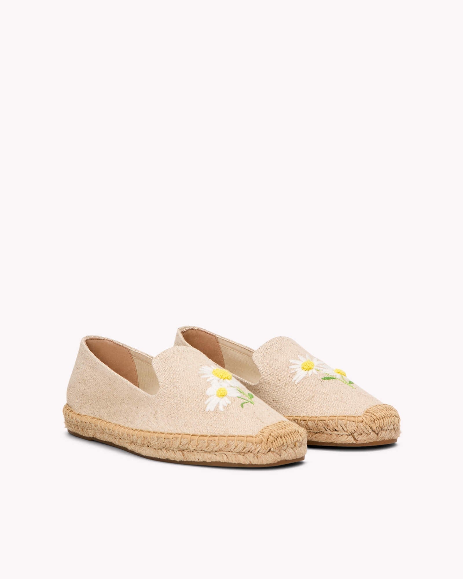 The Smoking Slipper - Embroidery / Daisy - Natural Undyed - Women's - Women's Espadrilles - Natural Undyed / Daisy - Soludos - 