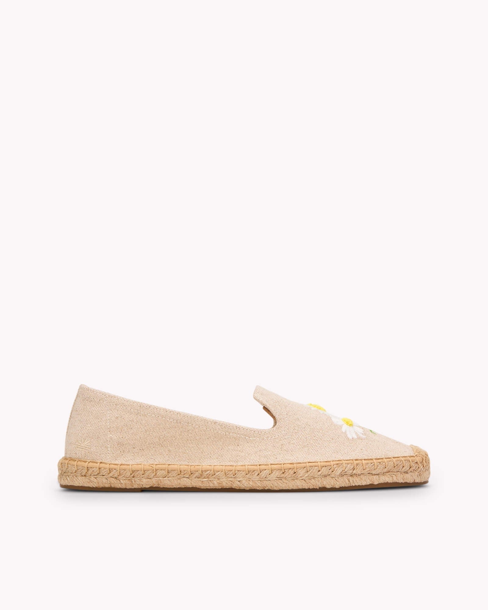 The Smoking Slipper - Embroidery / Daisy - Natural Undyed - Women's - Women's Espadrilles - Natural Undyed / Daisy - Soludos - 