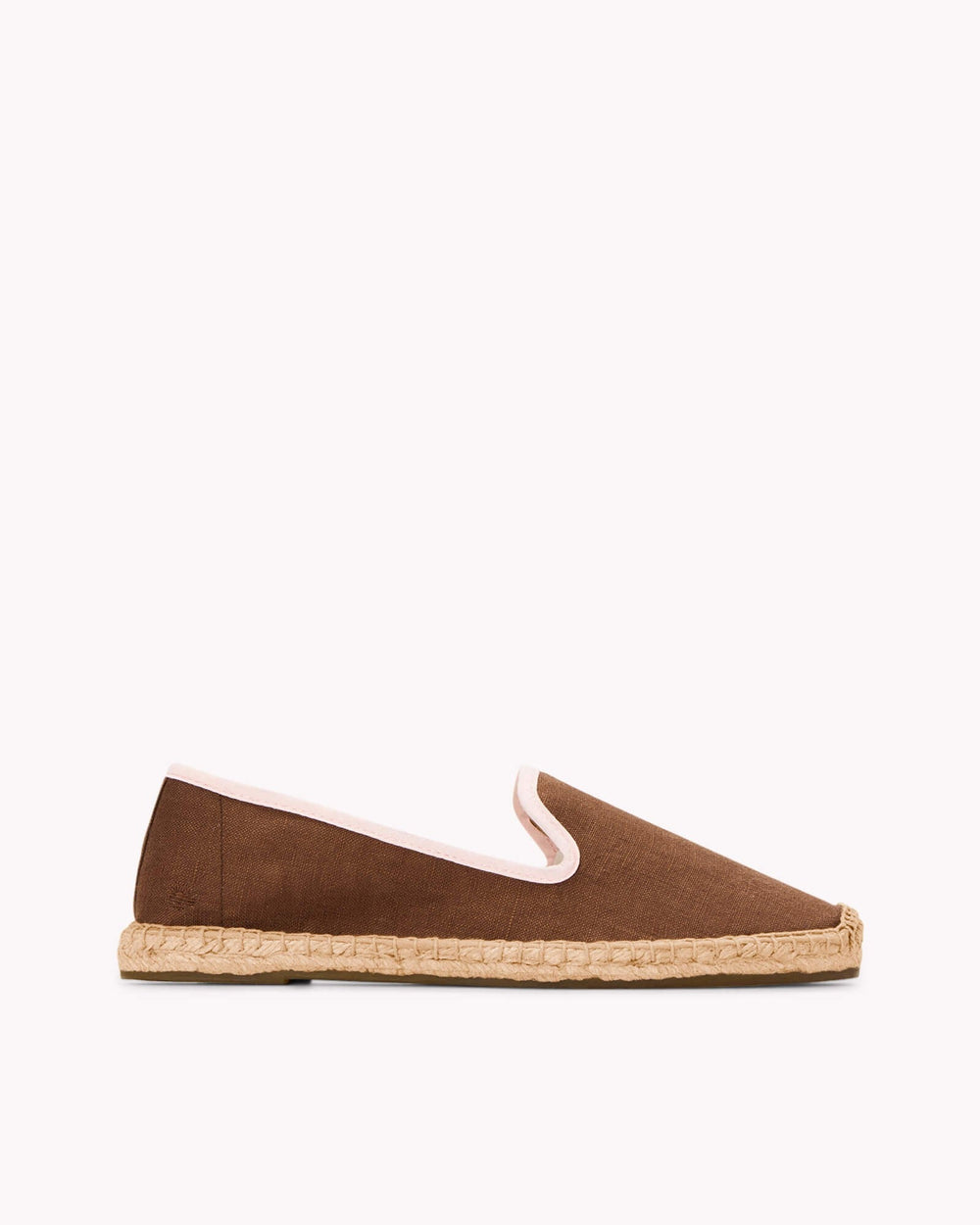 The Smoking Slipper - Contrast Piping - Brown / Pink - Women's - Women's Espadrilles - Brown / Pink - Soludos - 