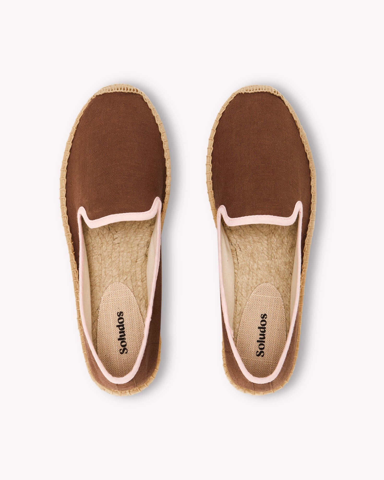 The Smoking Slipper - Contrast Piping - Brown / Pink - Women's - Women's Espadrilles - Brown / Pink - Soludos - 