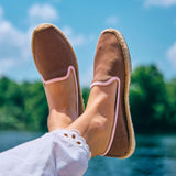 Women's Smoking Espadrille | Linen Color | Brown - Light Pink - Women's Espadrilles - Brown - Pink - Soludos - 