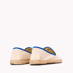 The Smoking Slipper - Contrast Piping - Ivory / Blue - Women's - Women's Espadrilles - Ivory / Blue - Soludos - 