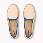 The Smoking Slipper - Contrast Piping - Ivory / Blue - Women's - Women's Espadrilles - Ivory / Blue - Soludos - 
