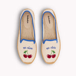 The Smoking Slipper - Embroidery / Ma Cherie - Ivory / Blue - Women's - Women's Espadrilles - Ivory / Blue - ET2C - 