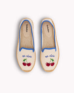The Smoking Slipper - Embroidery / Ma Cherie - Ivory / Blue - Women's - Women's Espadrilles - Ivory / Blue - ET2C - 