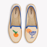Women's Smoking Espadrille | Embroidery | Aperol - Natural Undyed