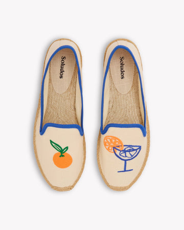 Women's Smoking Espadrille | Embroidery | Aperol - Natural Undyed (8)