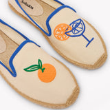 Women's Smoking Espadrille | Embroidery | Aperol - Natural Undyed