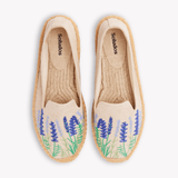 Women's Smoking Espadrille | Embroidery | Bluebonnets - Natural Undyed - Womens Espadrilles - Bluebonnets - Natural Undyed - ET2C - 