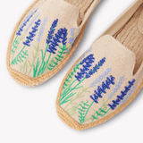 Women's Smoking Espadrille | Embroidery | Bluebonnets - Natural Undyed - Womens Espadrilles - Bluebonnets - Natural Undyed - ET2C - 