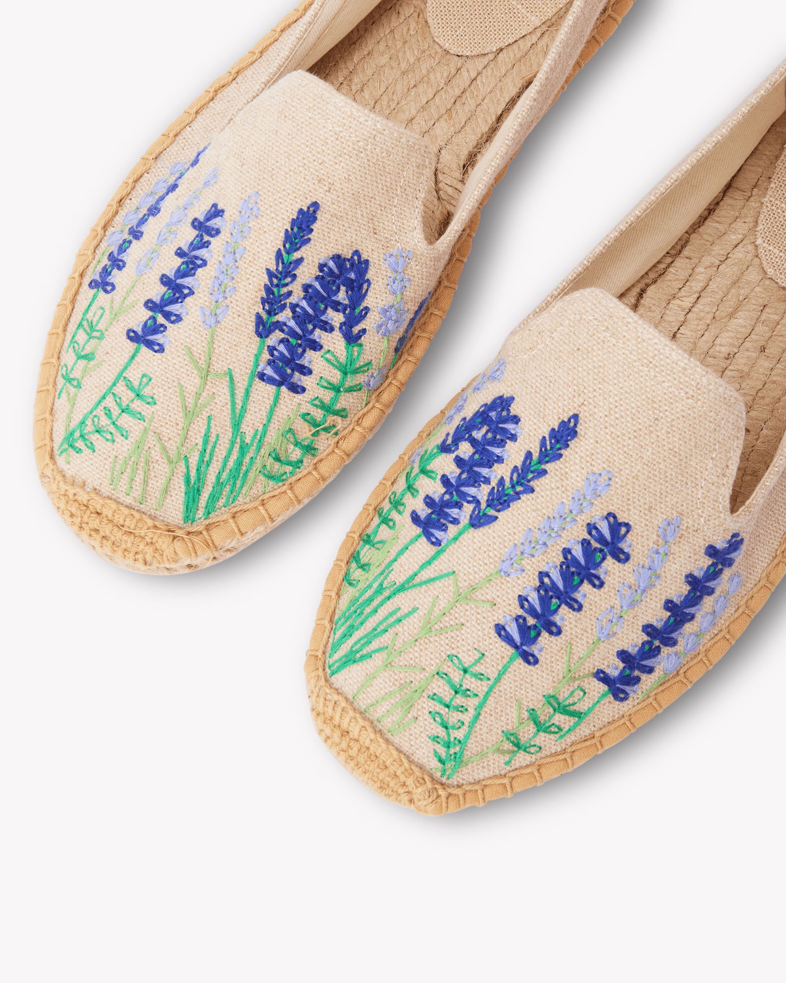 Women's Smoking Espadrille | Embroidery | Bluebonnets - Natural Undyed - Womens Espadrilles - Bluebonnets - Natural Undyed - ET2C - 