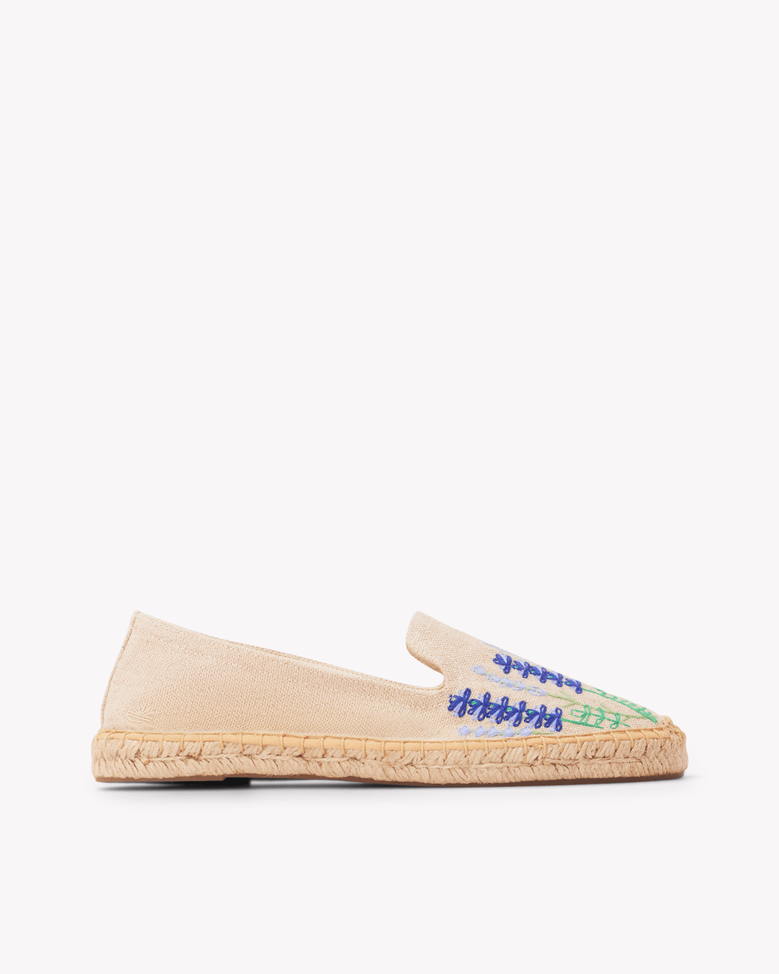 Women's Smoking Espadrille | Embroidery | Bluebonnets - Natural Undyed - Womens Espadrilles - Bluebonnets - Natural Undyed - ET2C - 