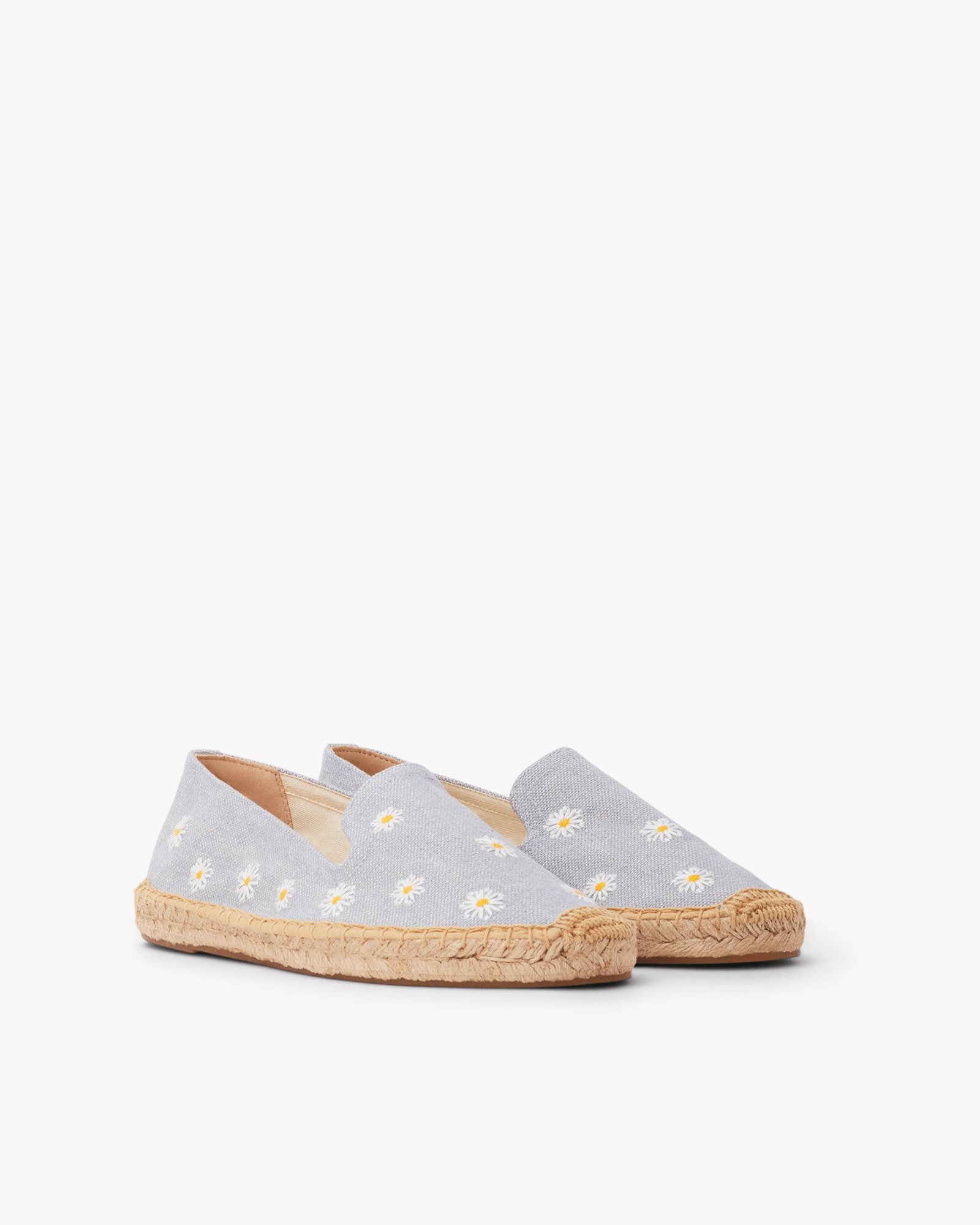 Women's Smoking Espadrille | Embroidery | Daisies - Dolphin Blue - Womens Espadrilles - Daisies - Dolphin Blue - ET2C - 