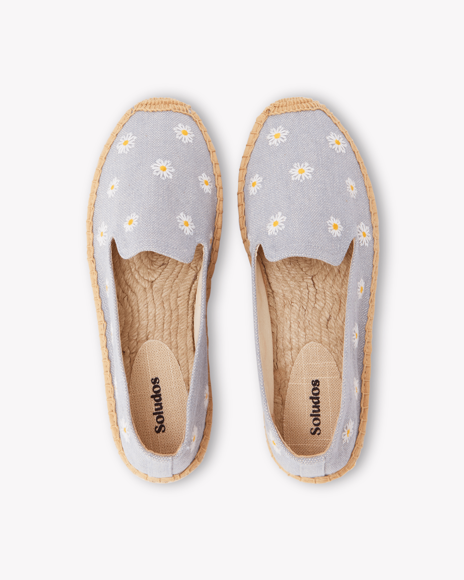 Women's Smoking Espadrille | Embroidery | Daisies - Dolphin Blue - Womens Espadrilles - Daisies - Dolphin Blue - ET2C - 