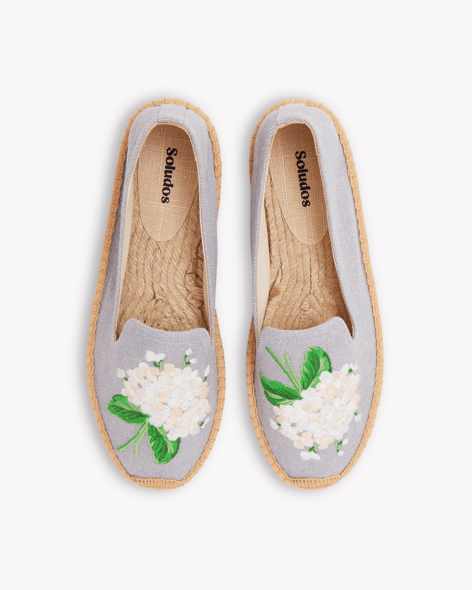 Women's Smoking Espadrille | Embroidery | Draper Hydrangeas - Dolphin Blue - Womens Espadrilles - Draper Hydrangeas - Dolphin Blue - Soludos - 