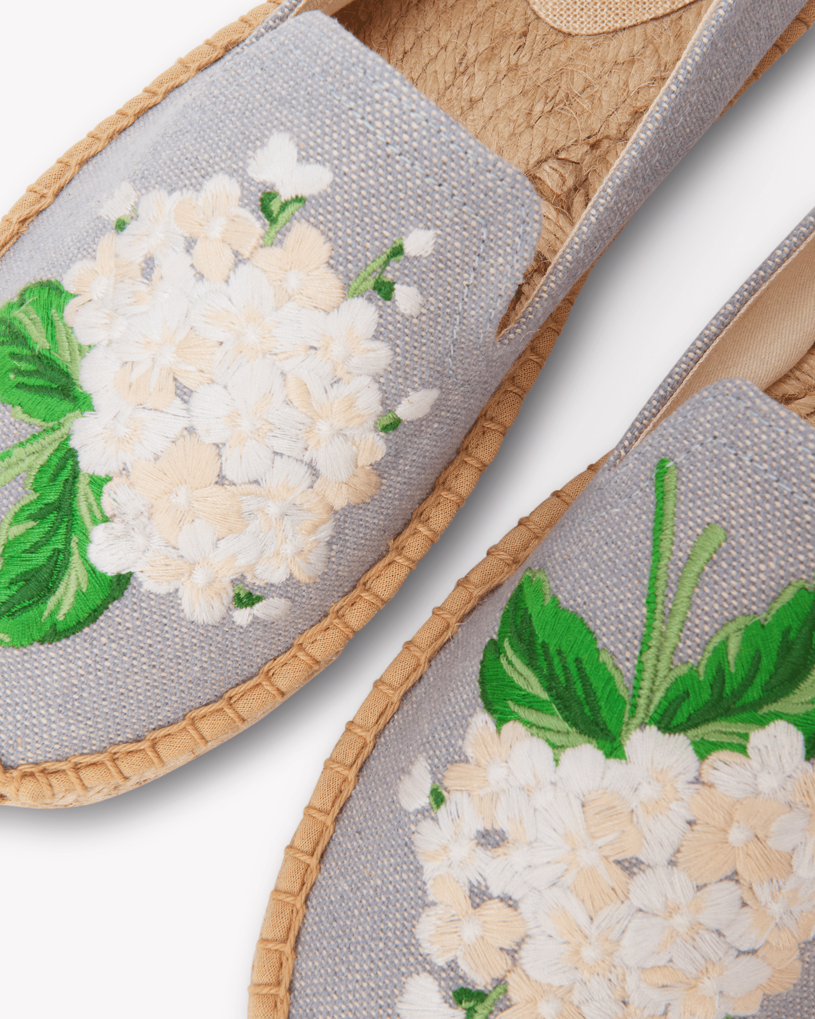 Women's Smoking Espadrille | Embroidery | Draper Hydrangeas - Dolphin Blue - Womens Espadrilles - Draper Hydrangeas - Dolphin Blue - Soludos - 