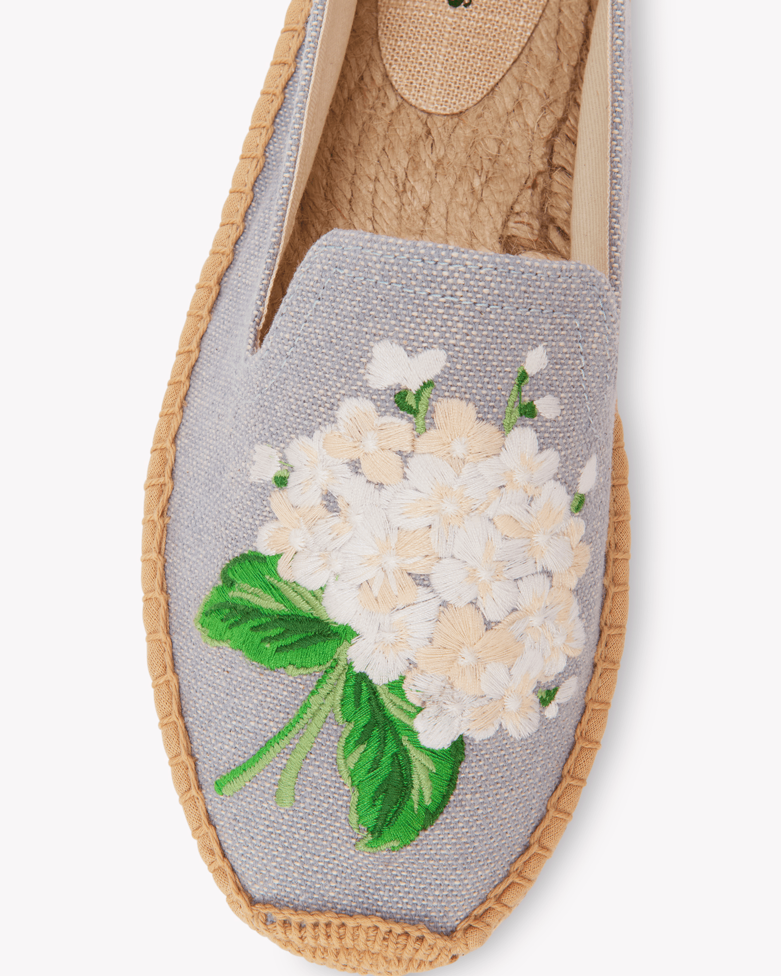 Women's Smoking Espadrille | Embroidery | Draper Hydrangeas - Dolphin Blue - Womens Espadrilles - Draper Hydrangeas - Dolphin Blue - Soludos - 