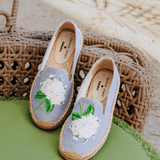 Women's Smoking Espadrille | Embroidery | Draper Hydrangeas - Dolphin Blue - Womens Espadrilles - Draper Hydrangeas - Dolphin Blue - Soludos - 