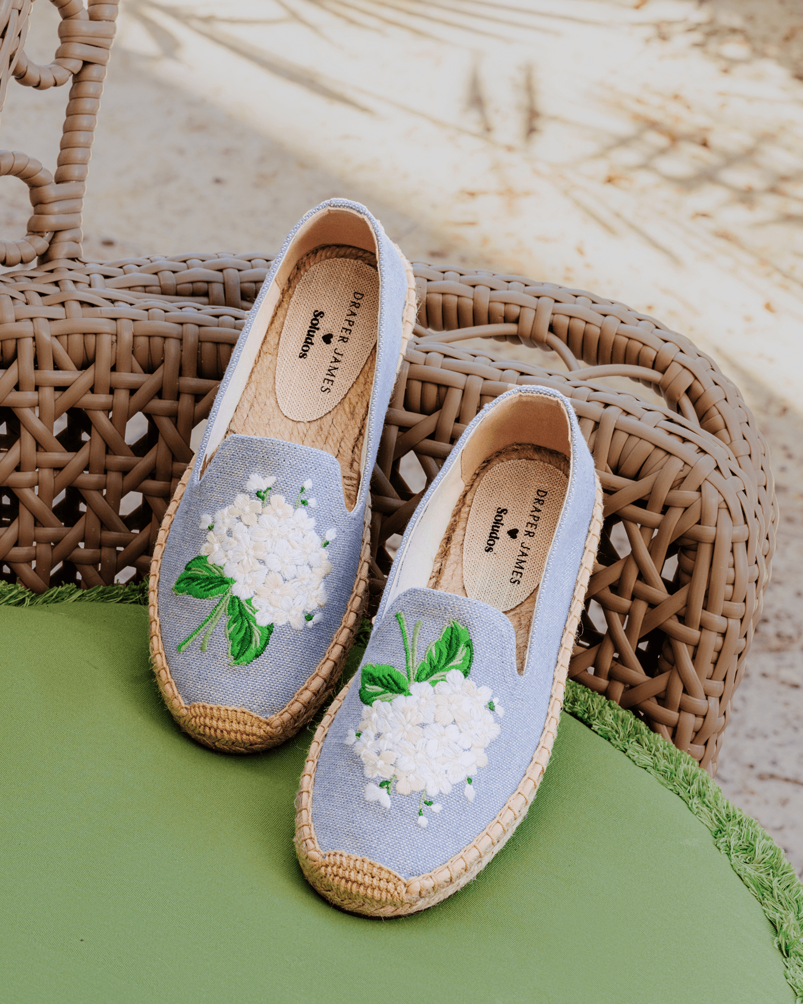 Women's Smoking Espadrille | Embroidery | Draper Hydrangeas - Dolphin Blue - Womens Espadrilles - Draper Hydrangeas - Dolphin Blue - Soludos - 