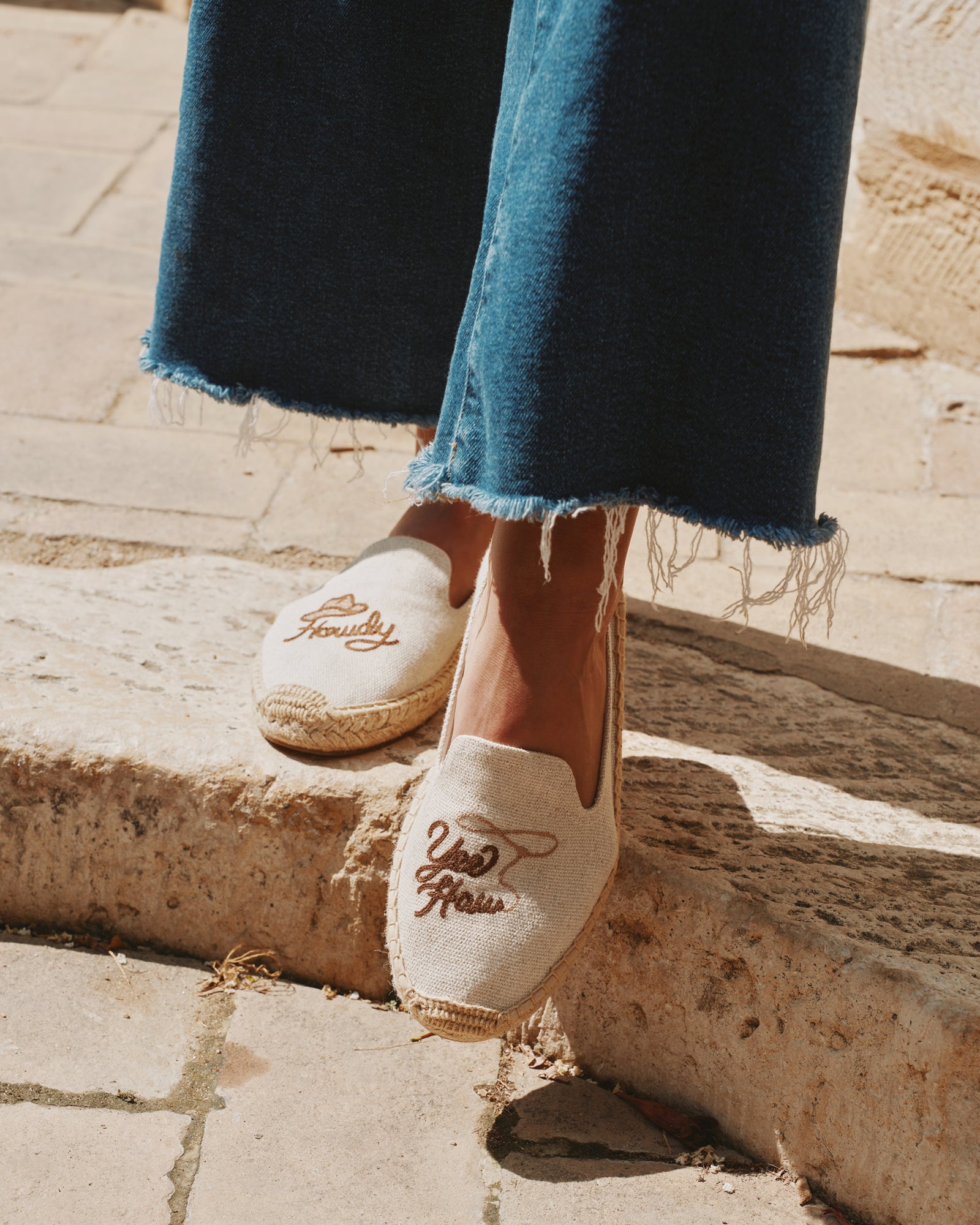 Women's Smoking Espadrille | Embroidery | Yeehaw - Natural Undyed - Women's Espadrilles - Natural Undyed - Yeehaw - Soludos - 