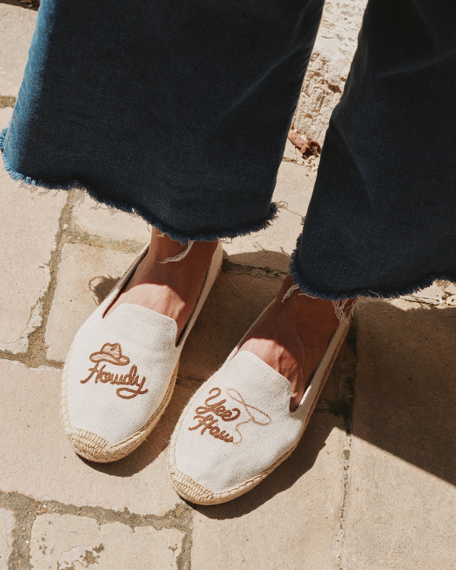 Women's Smoking Espadrille | Embroidery | Yeehaw - Natural Undyed - Women's Espadrilles - Natural Undyed - Yeehaw - Soludos - 
