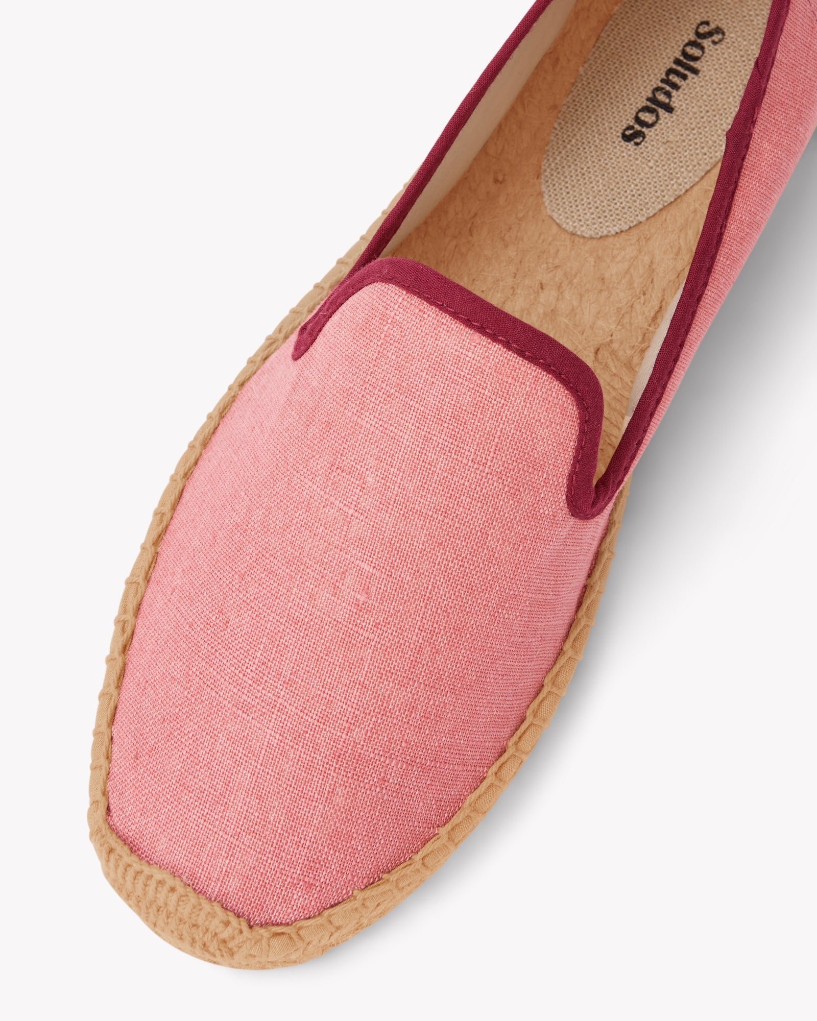 Women's Smoking Espadrille | Linen Color | Coral Red - Women's Espadrilles - Coral Red - Soludos - 