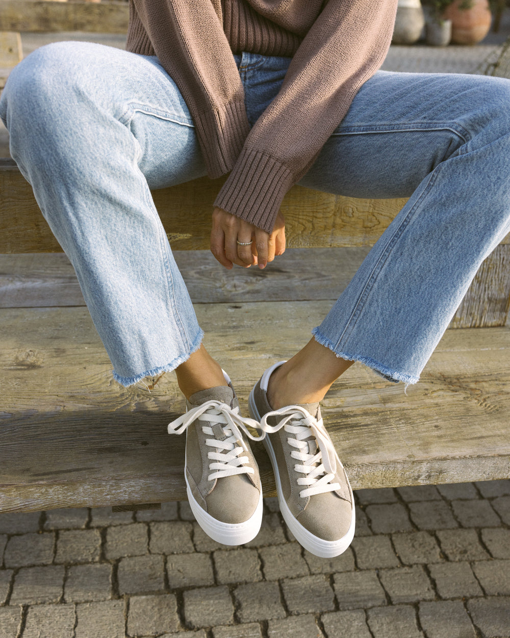 woman wearing sneakers