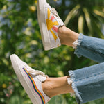 The Original Ibiza - Embroidery / Rainbow Wave - White - Women's - Women's Sneakers - Oasis White / Rainbow Wave - Soludos - 