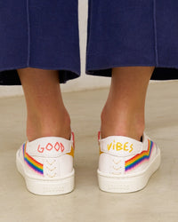 The Original Ibiza - Embroidery / Rainbow Wave - White - Women's - Women's Sneakers - Oasis White / Rainbow Wave - Soludos - 