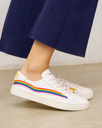 The Original Ibiza - Embroidery / Rainbow Wave - White - Women's - Women's Sneakers - Oasis White / Rainbow Wave - Soludos - 